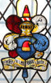 Stained glass window with family arms at Gottorf Palace. Schleswig, Germany.