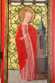 Detail of St. Barbara with tower painted on altar from Egrus at Schleswig Holstein State Museum. Schleswig, Germany.
