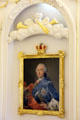 Late Baroque wall paneling from Plön Castle with portrait of Herzog Carl Friedrich at Schleswig Holstein State Museum. Schleswig, Germany.