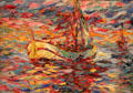 Ship abstract painting by Emil Nolde at Schleswig Holstein State Museum. Schleswig, Germany.