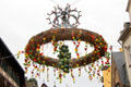 Festive wreath celebrating town's wine making fame. Bacharach, Germany.