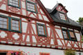 Detail of intricate design on half-timbered building. Bacharach, Germany.