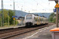 Electrified TransRegio train pulling into station. Oberwesel, Germany.