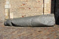 Fallen Roman column which supported part of earlier church near main entrance to Trier Cathedral. Trier, Germany.