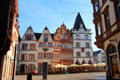 Buildings in typical Germanic style on Hauptmarkt. Trier, Germany.