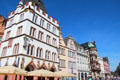 Ornate Germanic streetscape of Hauptmarkt. Trier, Germany.