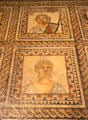 Muses Roman floor mosaic panels of Terpsichore & Calliope at Trier Archaeological Museum. Trier, Germany.