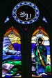 New Haven Cathedral stained glass of St Patrick. Roseau, Dominica.