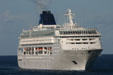 Norwegian Sky cruise ship coming into port. Dominica