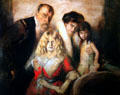 Franz von Lenbach with his wife Lolo & daughters Marion & Gabriele painting at Lenbachhaus. Munich, Germany.
