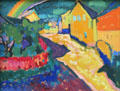 Murnau - Landscape with Rainbow painting by Wassily Kandinsky at Lenbachhaus. Munich, Germany.