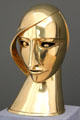 Head in brass sculpture by Rudolf Belling at Lenbachhaus. Munich, Germany