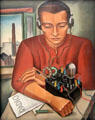 Man Listening to the Radio painting by Max Radler at Lenbachhaus. Munich, Germany.