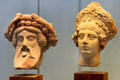 Greek terracotta heads of two men from Taranto, Italy at Antikensammlungen. Munich, Germany.