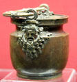 Greek bronze inkwell with handle in shape of Dionysus from grave at Meroë, Sudan Nile at Antikensammlungen. Munich, Germany.