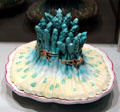 Schrezheim Faience terrine with cover in form of Asparagus at Bavarian National Museum. Munich, Germany.