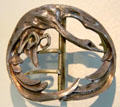 Art Nouveau Silver belt buckle in form of swan by Charles Boutet de Monvel from Paris at Bavarian National Museum. Munich, Germany.