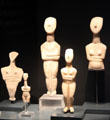 Various Cycladic marble idols at Bavarian State Archaeological Collection. Munich, Germany.