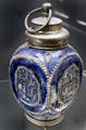 Screw-top stoneware bottle with tin stopper from Westerwald at Deutsches Museum. Munich, Germany.