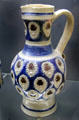 Stoneware jug with blue & violet colors from Westerwald at Deutsches Museum. Munich, Germany.