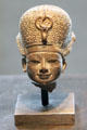 Head of statue of Thutmose IV with Blue Crown of steatite from West Thebes at Museum Ägyptischer Kunst. Munich, Germany.