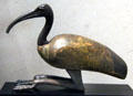 Wood & bronze crouching ibis figure associated with Thoth, god of scribes at Museum Ägyptischer Kunst. Munich, Germany.