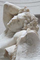 Detail of face of Barberini Faun a Greek sculpture move to Rome during Roman empire at Glyptothek. Munich, Germany.