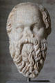 Portrait head of philosopher Socrates Roman copy of Greek original by Lysippus of Athens at Glyptothek. Munich, Germany