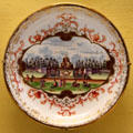 Meissen painted porcelain plate at Meissen porcelain museum at Lustheim Palace. Munich, Germany.