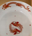 Details of Meissen red dragon plus phoenix pattern. Munich, Germany.