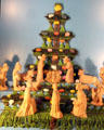 Molded clay Christmas crèche from Colombia at folk art Collection Gertrud Weinhold. Munich, Germany.