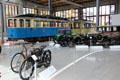 Trams, cars & bikes at Deutsches Museum Transport Museum. Munich, Germany.