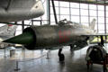 Mikoyan/Gurevich MIG-21 MF fighter jet made in USSR at Deutsches Museum Flugwerft Schleissheim. Munich, Germany.