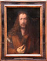 Self portrait in fur by Albrecht Dürer at Alte Pinakothek. Munich, Germany.