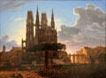 Cathedral Towering over a Town painting copy of lost original by Karl Friedrich Schinkel at Neue Pinakothek. Munich, Germany.