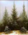 Fir Trees in Snow painting by Caspar David Friedrich at Neue Pinakothek. Munich, Germany.