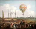 George Biggins' Ascent in Lunardi's Balloon painting by Julius Caesar Ibbetson at Neue Pinakothek. Munich, Germany.