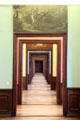 Galleries seen through row of doors at Municipal Art Gallery at Schaezler Palace. Augsburg, Germany.