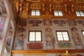 Wall frescoes of Emperors: Carolus Mag; Charles V under motto "I came; I saw; God Conquered" & Emperor Constantine in Goldener Saal at Augsburg Rathaus. Augsburg, Germany.