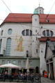 St Moritz church with Mauritius fresco at Moritzplatz. Augsburg, Germany.
