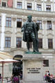 Statue of Hans Jacob Fugger, 16thC banker & patron of the Arts, on Fuggerplatz. Augsburg, Germany.