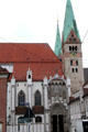 Towers & entrance of Augsburg Cathedral. Augsburg, Germany.