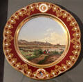 Nymphenburg porcelain plate painted with view of Bamberg by Karl von Marx at Bamberg City Museum. Bamberg, Germany.