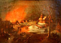 Village in Winter with Burning Houses painting by Karl Sebastian von Bemmel at Bamberg City Museum. Bamberg, Germany.