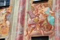 Germanicised Neoclassical figures of Rococo mural by Johann Anwander on Bamberg Old Town Hall. Bamberg, Germany.