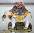 Faience elephant as potpourri scent holder by Paul Hannong of Strasbourg, France at Bamberg Old Town Hall Museum of Faience & Porcelain. Bamberg, Germany