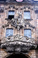 Baroque sculptures & balcony on Old Town Hall. Bamberg, Germany.