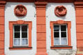 Old Castle detail with relief portraits over windows. Bayreuth, Germany.