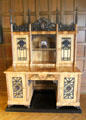 Carved, veneered & brass trimmed desk by Tobias Hoffmeister from Coburg at Coburg Castle. Coburg, Germany.