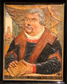 Painted wood carved portrait of Martin Luther by Albert von Soest at Coburg Castle. Coburg, Germany.